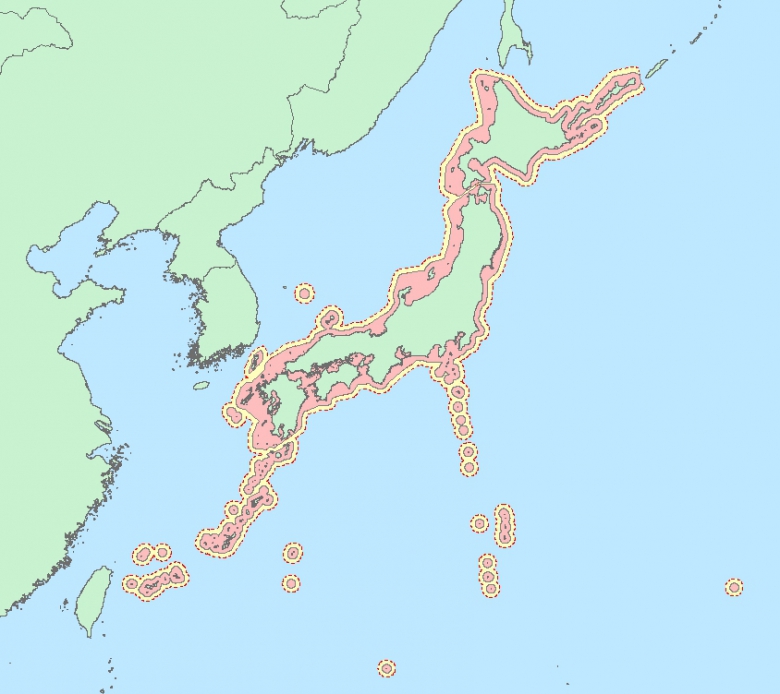 <p>【主題データ（ベクトル）】日本の領海・接続水域</p>